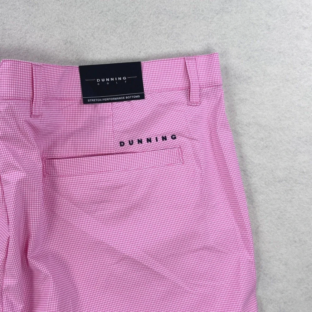 NWT! Dunning Golf Mens Pink Gingham Stretch Performance Shorts 38 D7F20H619